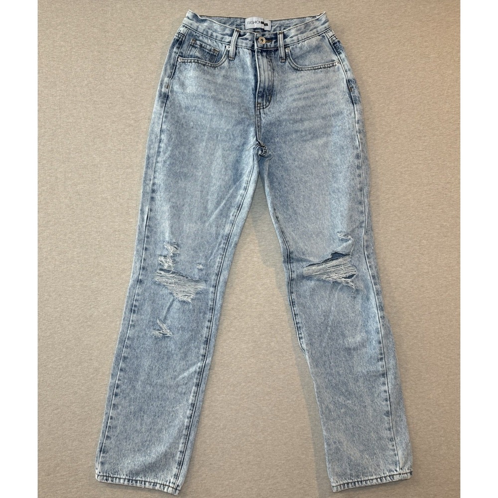 Fashion Nova Woman's Acid Wash Jeans Size 3 Distressed